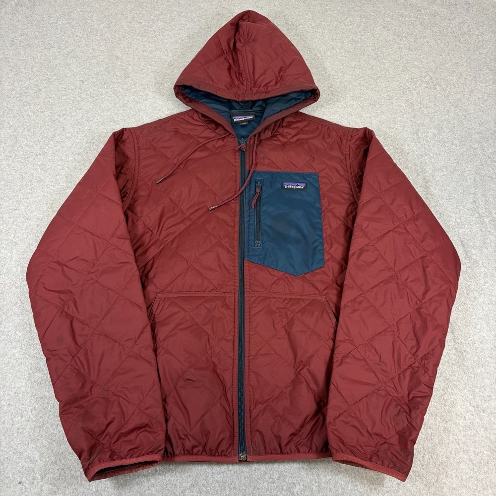 Patagonia Diamond Quilted Bomber Hoody Mens Medium Red Gorpcore Outdoors Hiking